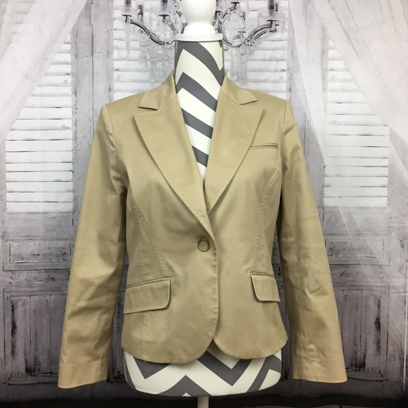 Petite Sophisticate Khaki One-Button Blazer Size 8 - Picture 1 of 8